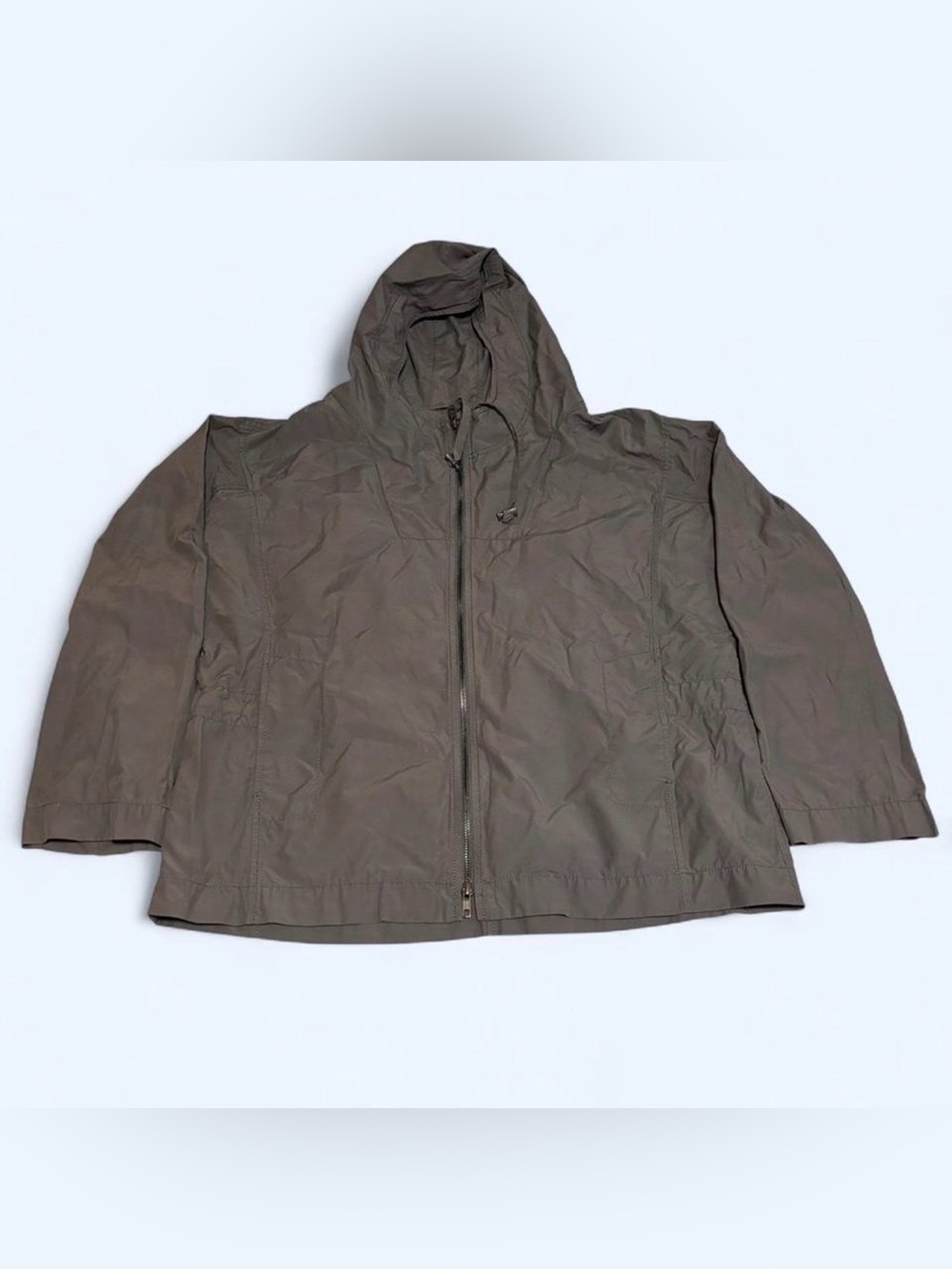 Eileen Fisher Weather Resistant Cotton Nylon Jacket Women's Large Gray Hooded